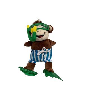 MTY Plush Monkey Chimp Stuffed Animal Toy Scuba Swim Snorkle Flippers 13.5 in Ta